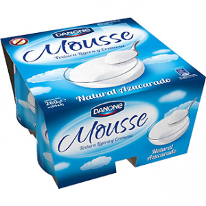 Mousse yogur cremoso natural azucarado Danone