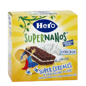 Barritas de cereales cacao rellenos de leche Supernanos Hero