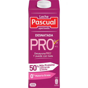 Leche desnatada 0% M.G. leche desnatada 50% más proteina Pascual