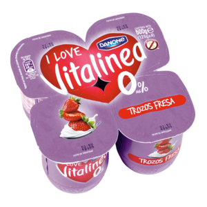Yogur Vitalinea desnatado con trozos de fresa Danone
