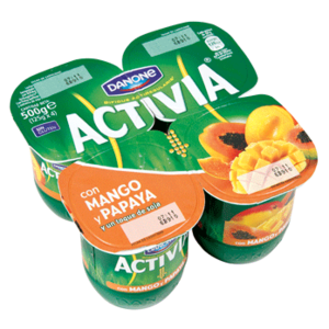 Yogur Activia soja mango papaya Danone