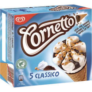 Cono de helado de nata con chocolate Cornetto Classico de Frigo