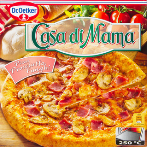 Pizza Casa di Mama Prosciutto Funghi con jamón y champiñones Dr Oetker