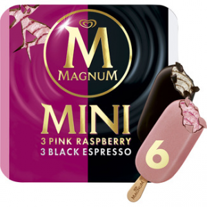Helados surtidos sabor café y sabor frambuesa Magnum Mini Frigo