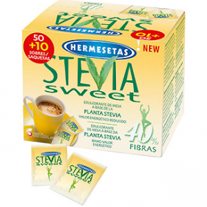 Edulcorante de la planta de stevia en sobres Hermesetas